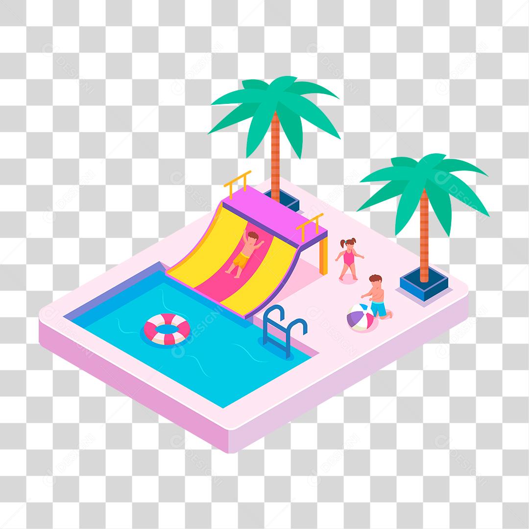 Desenho de um lugar com piscina