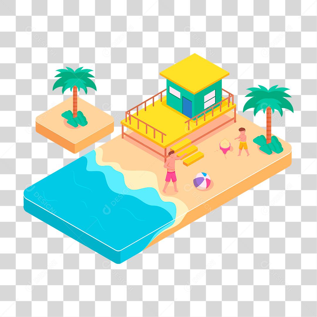 Desenho de pessoas curtindo a praia