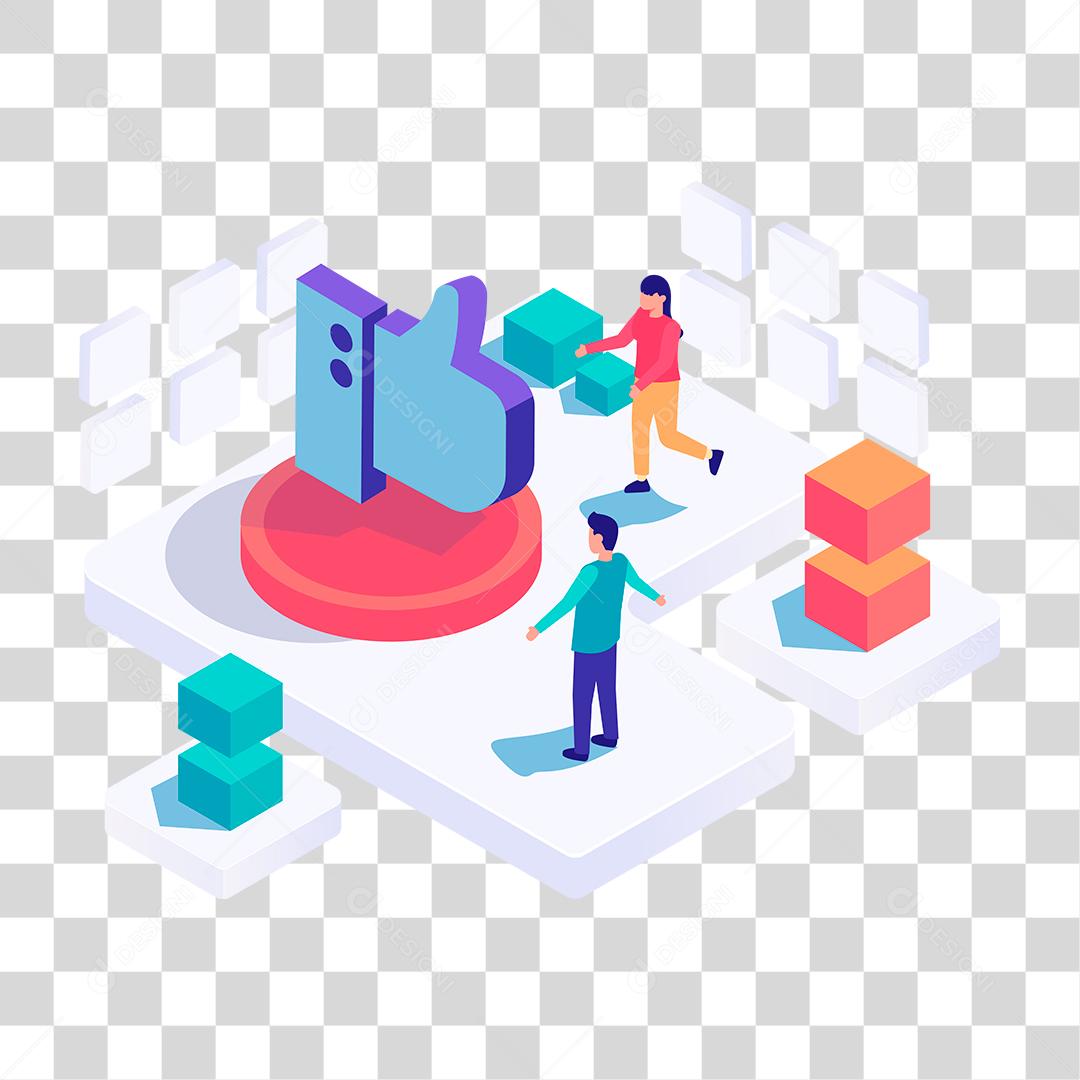 Desenho de pessoas ganhando curtidas like redes socais