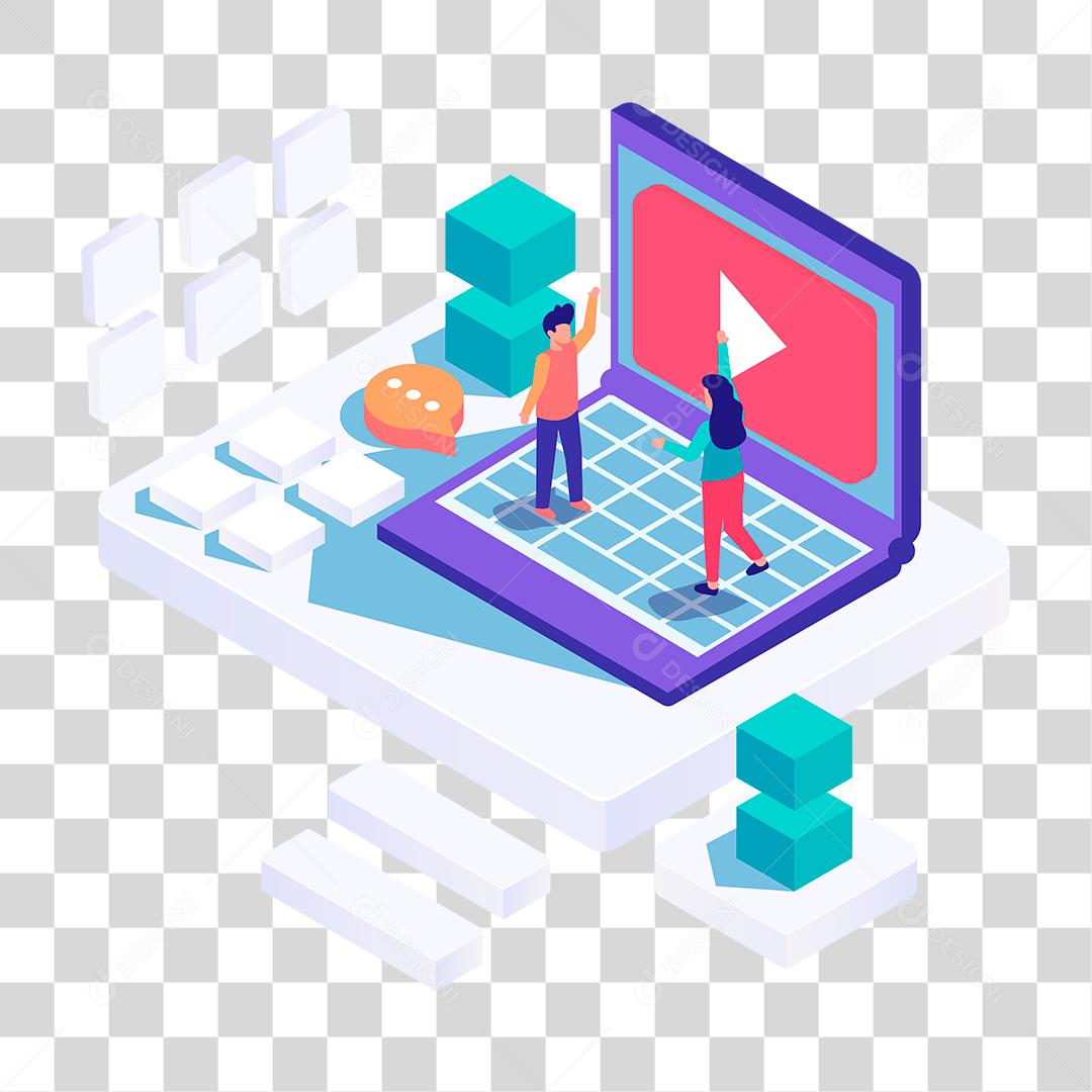 Desenho de pessoas assistindo videos