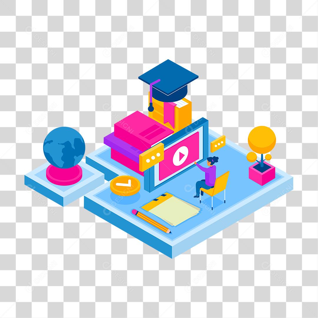 Desenho de mulher assistindo vídeo sobre seu smartphone