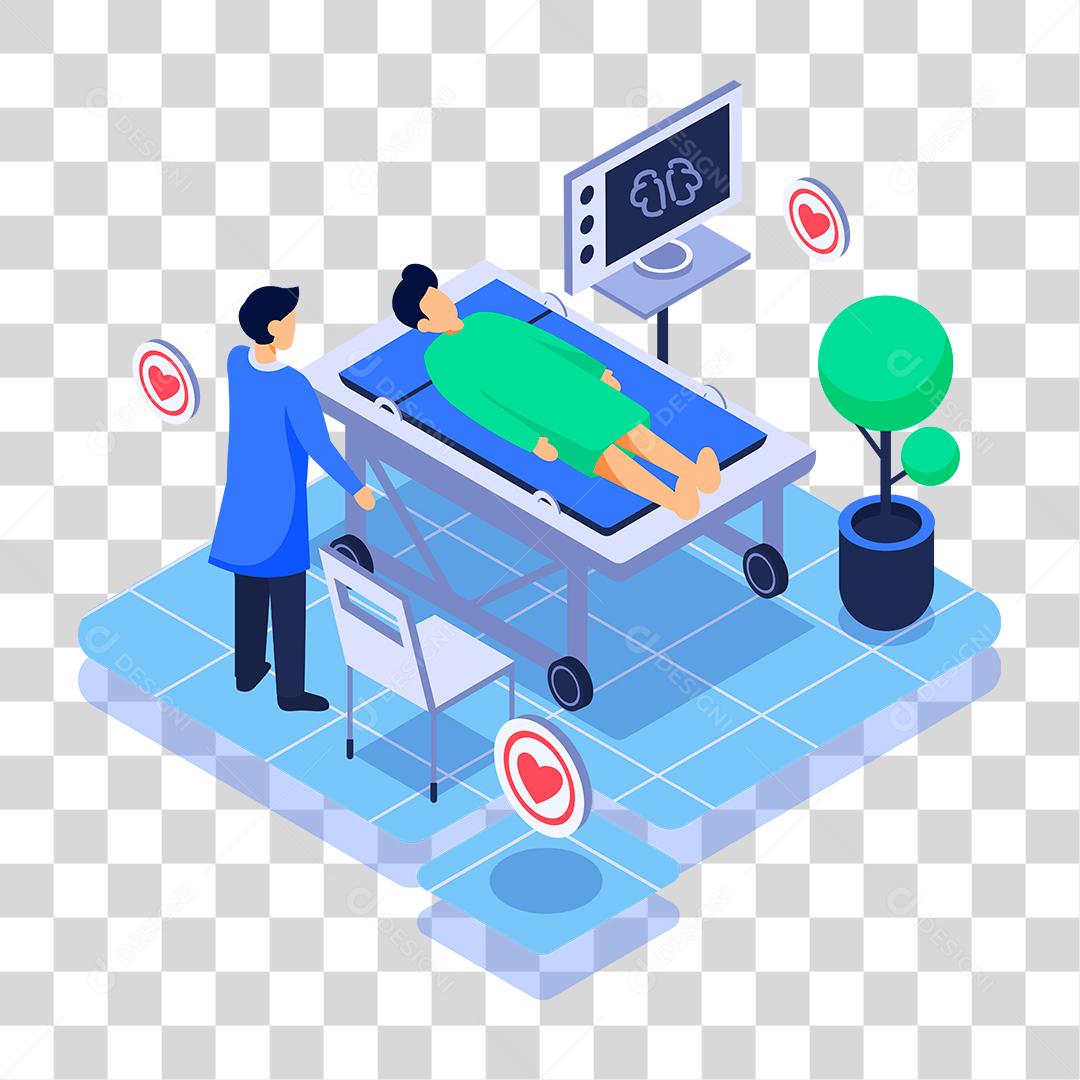 Desenho de medico atendendo paciente