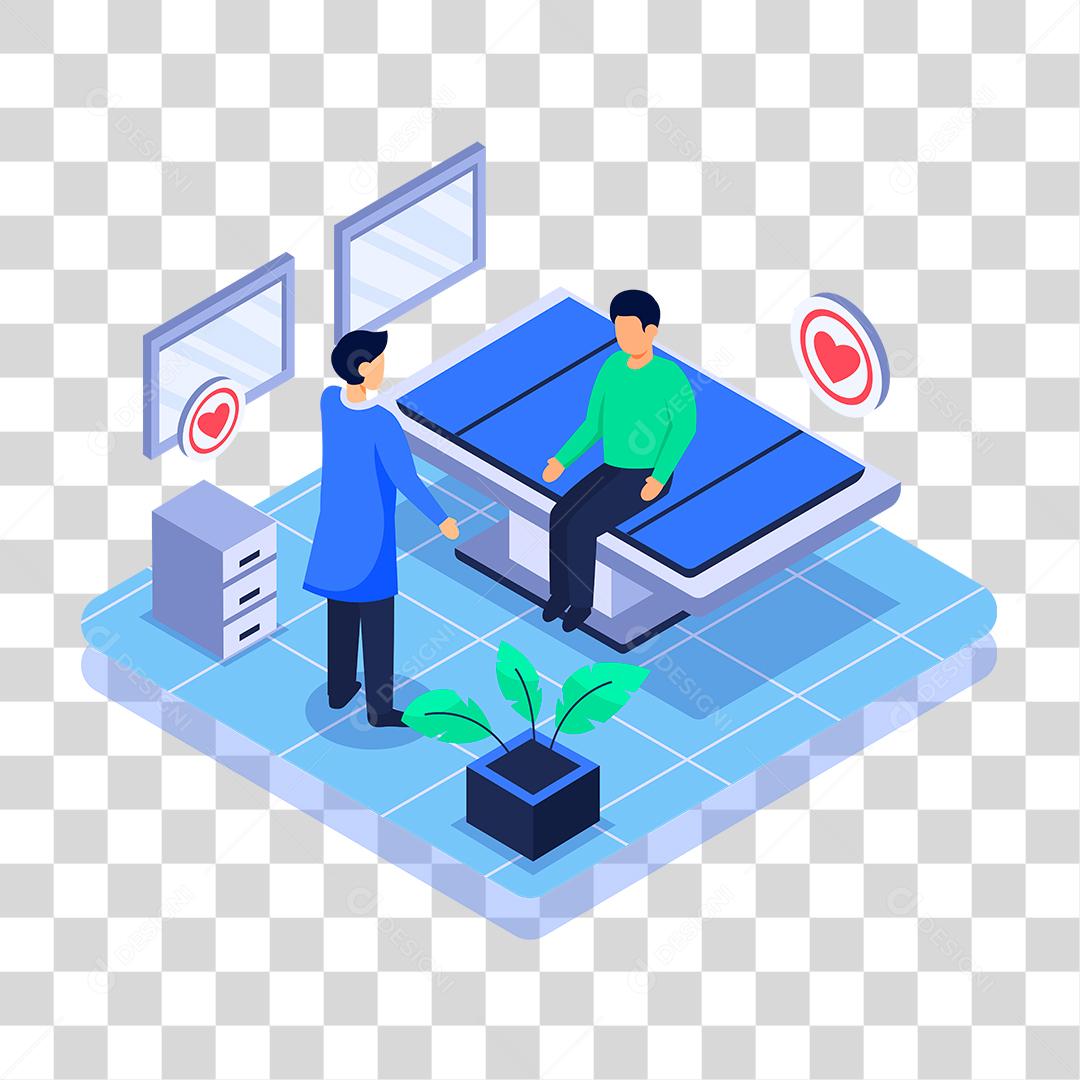 Desenho de medico atendendo paciente