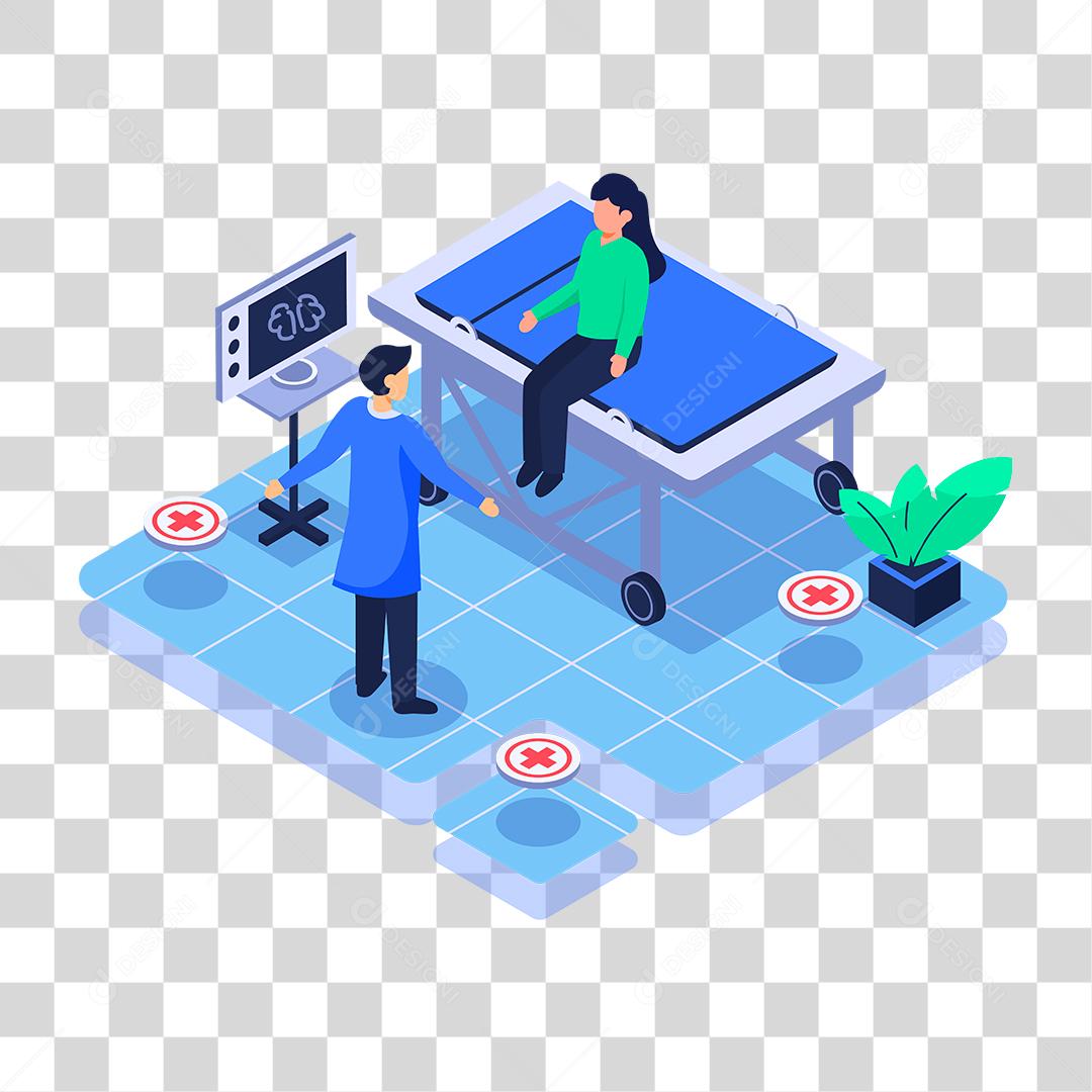 Desenho de medico atendendo paciente