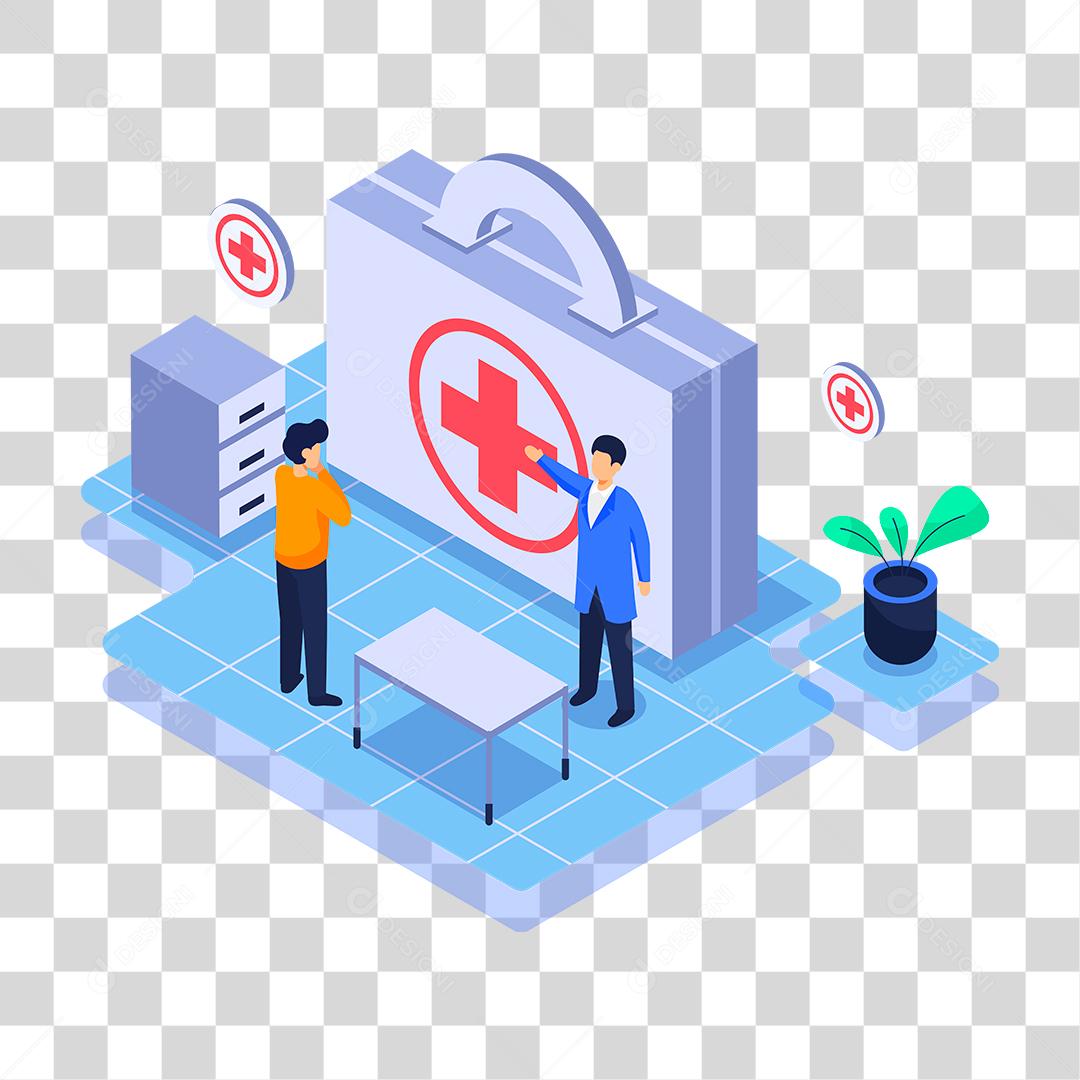 Desenho de medico atendendo paciente