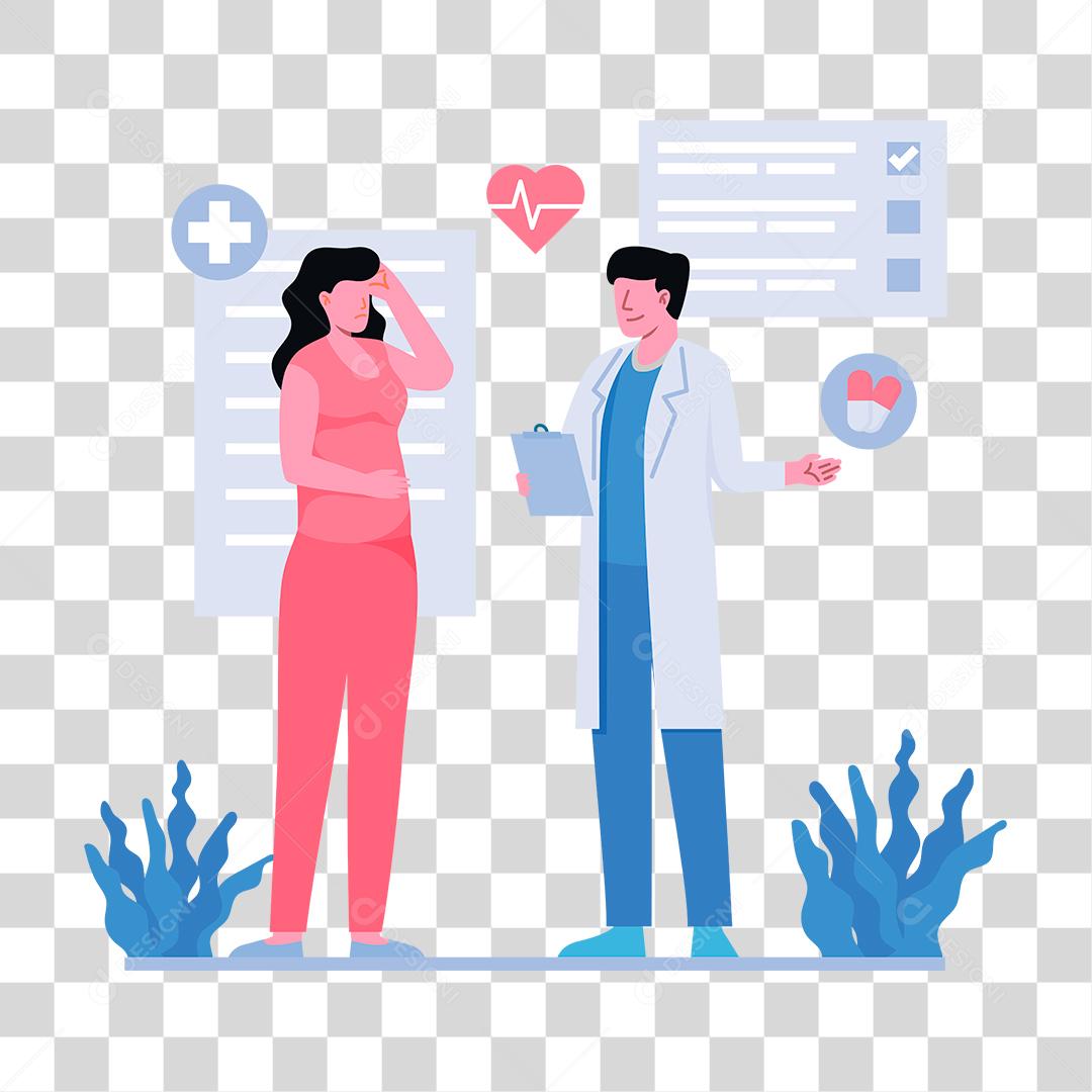 Desenho de medico atendendo paciente