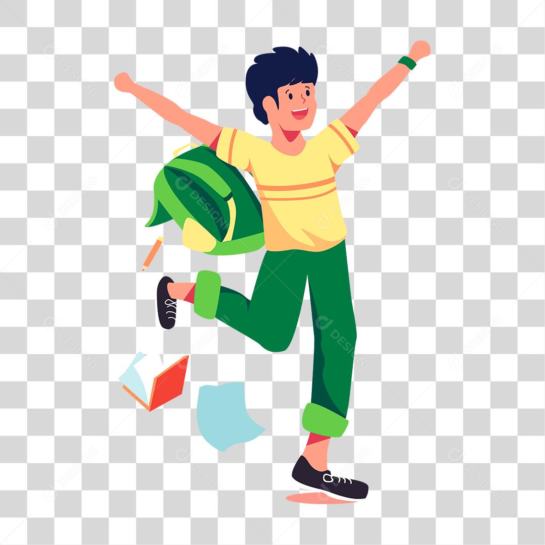 Desenho de um garoto pulando de alegria