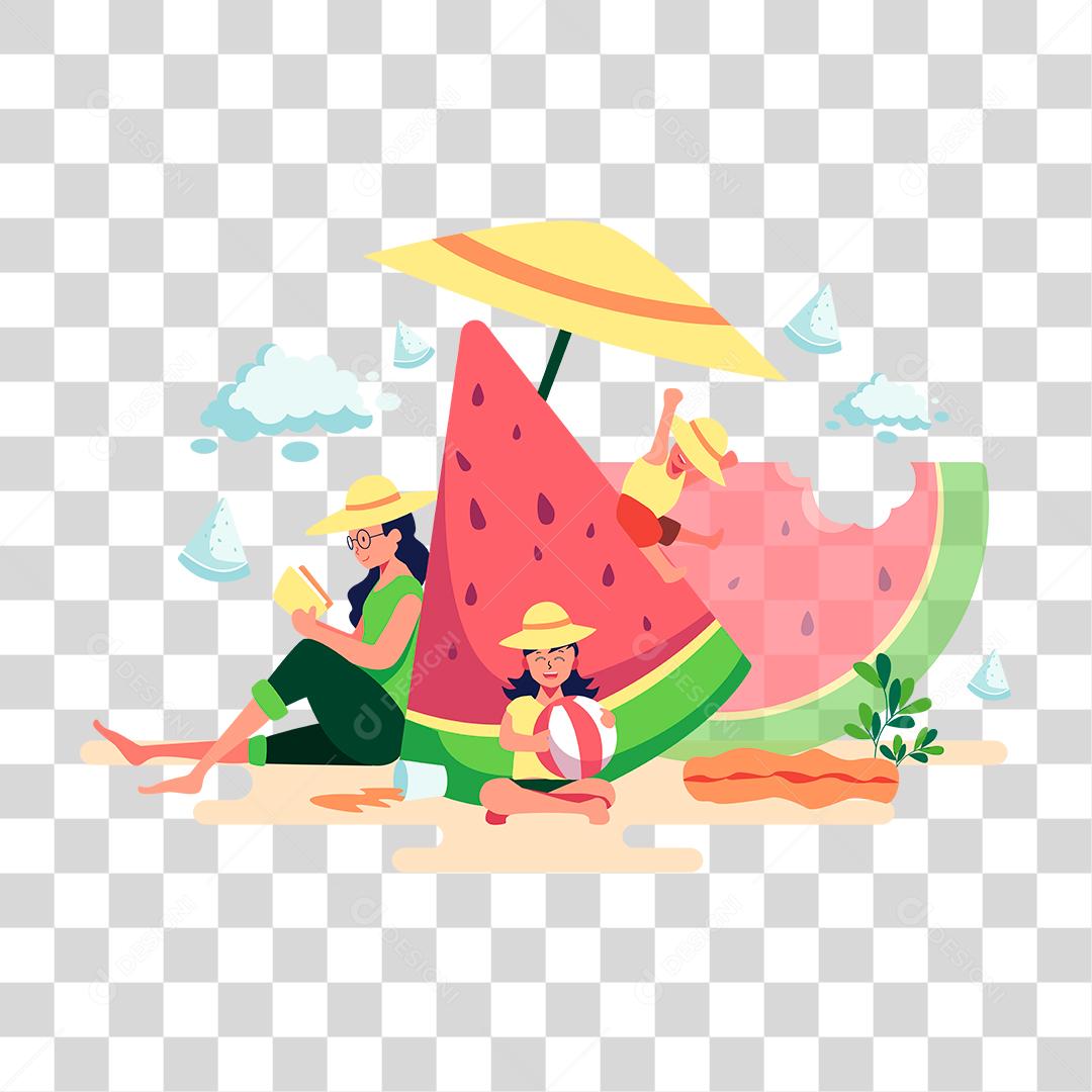 Desenho de mulheres se divertindo na praia