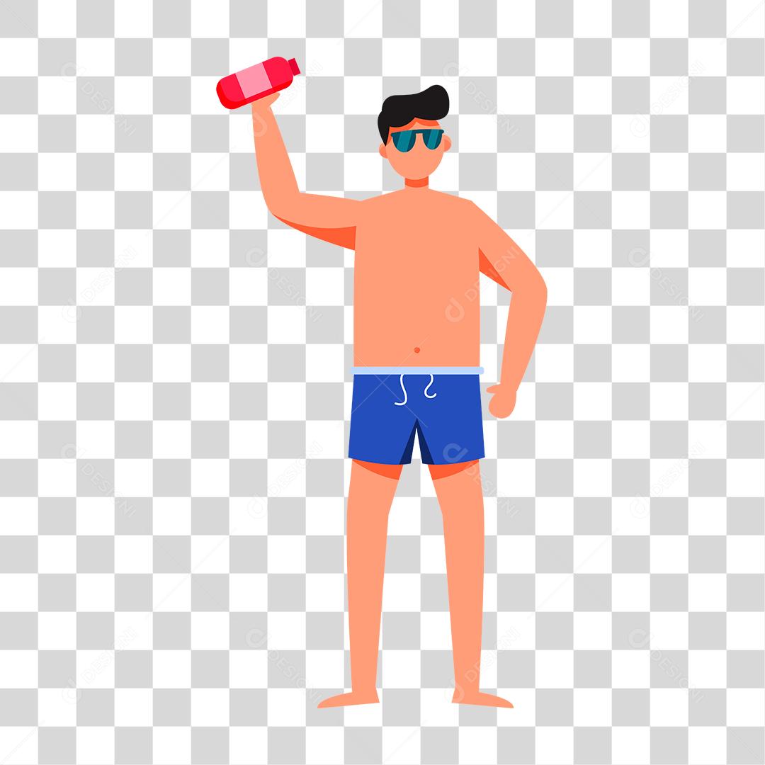 Desenho de pessoas vestidas com roupas de banho