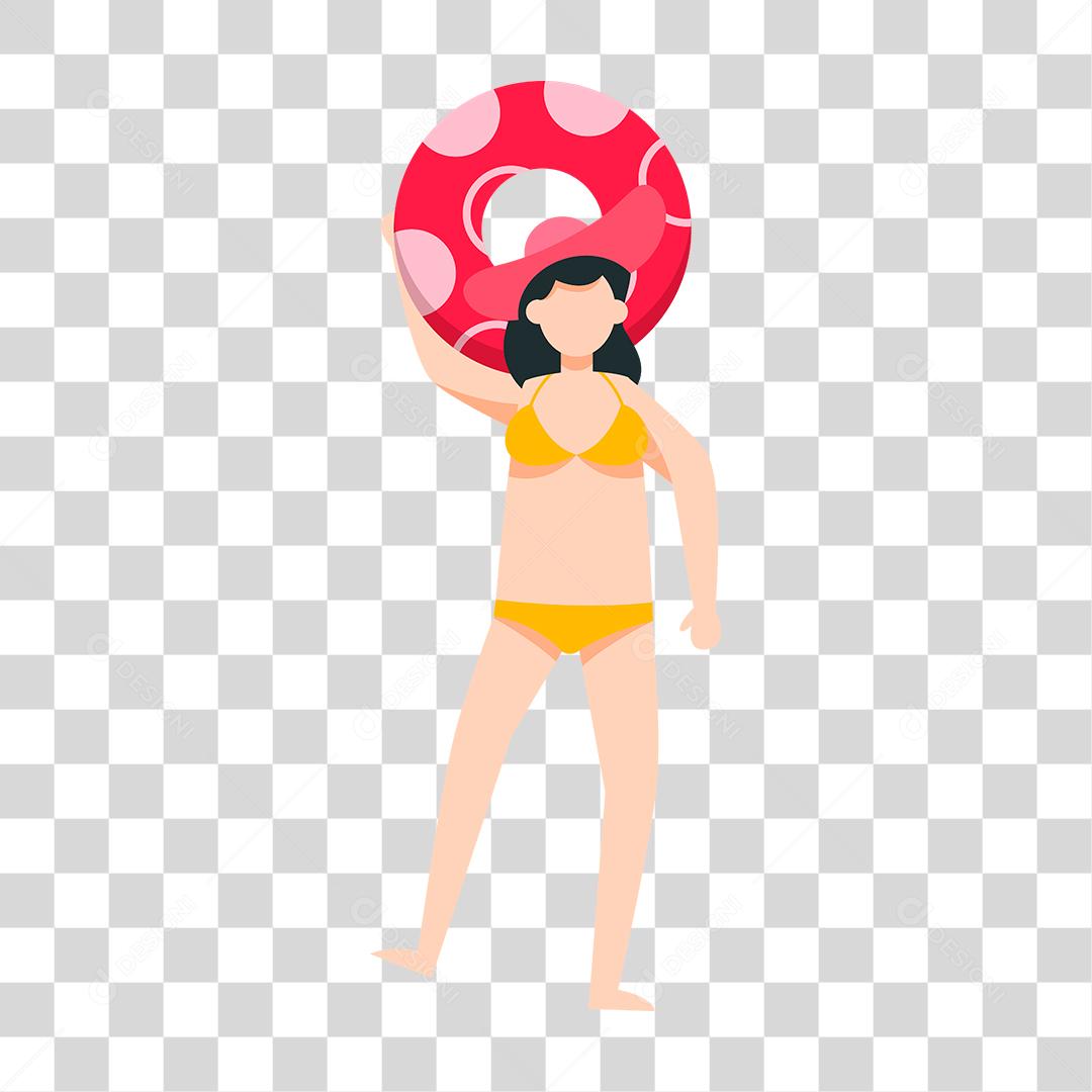 Desenho de pessoas vestidas com roupas de banho