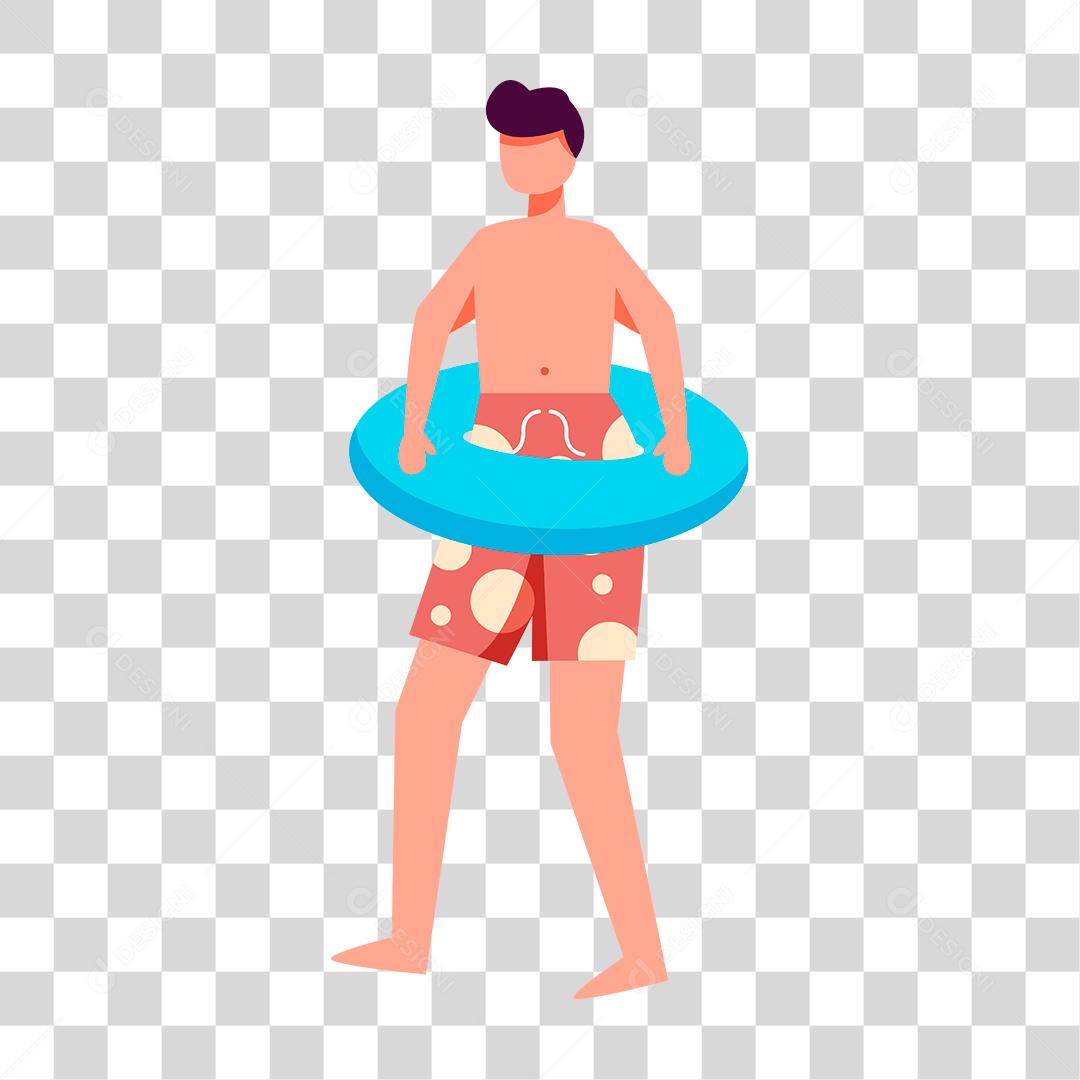 Desenho de pessoas vestidas com roupas de banho