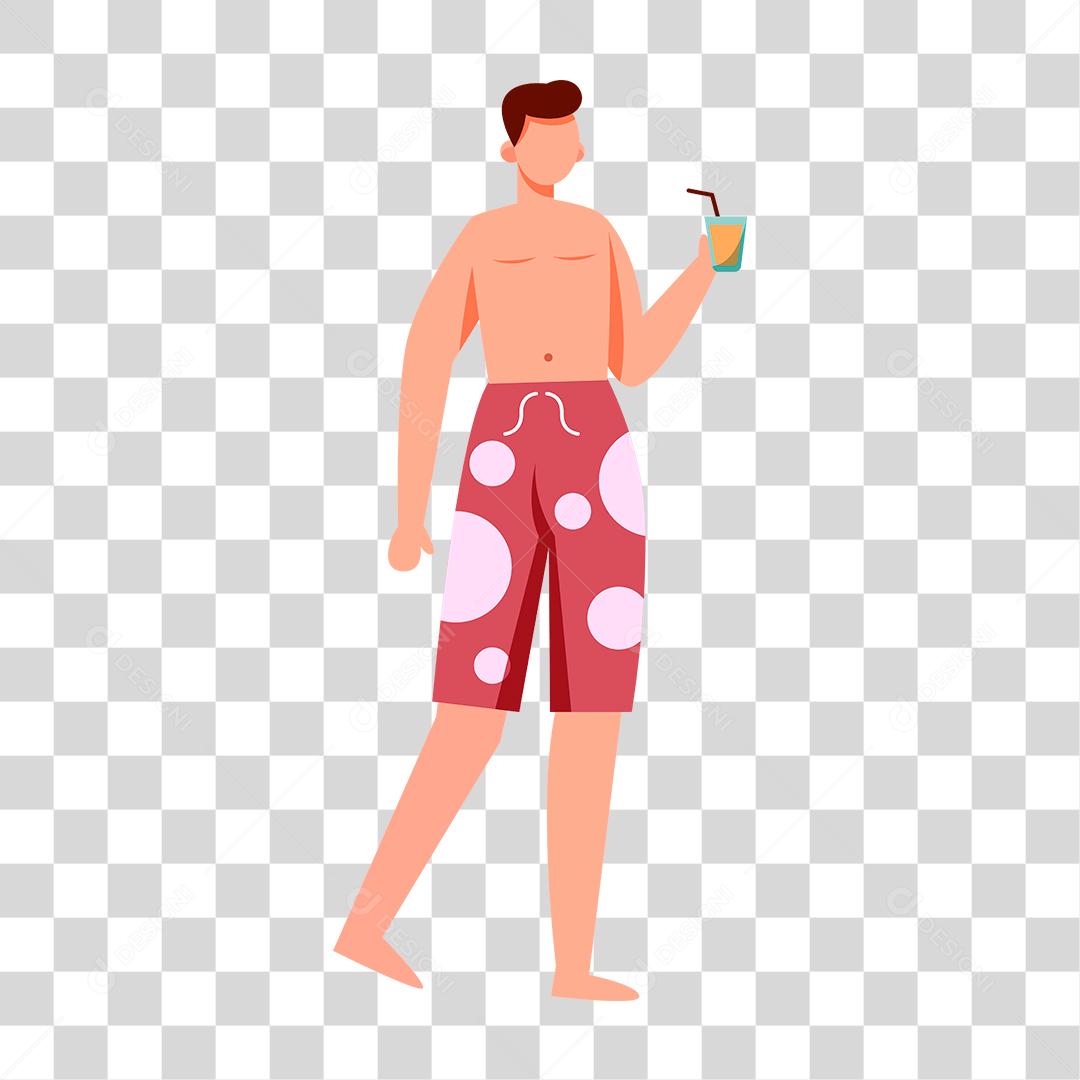 Desenho de pessoas vestidas com roupas de banho