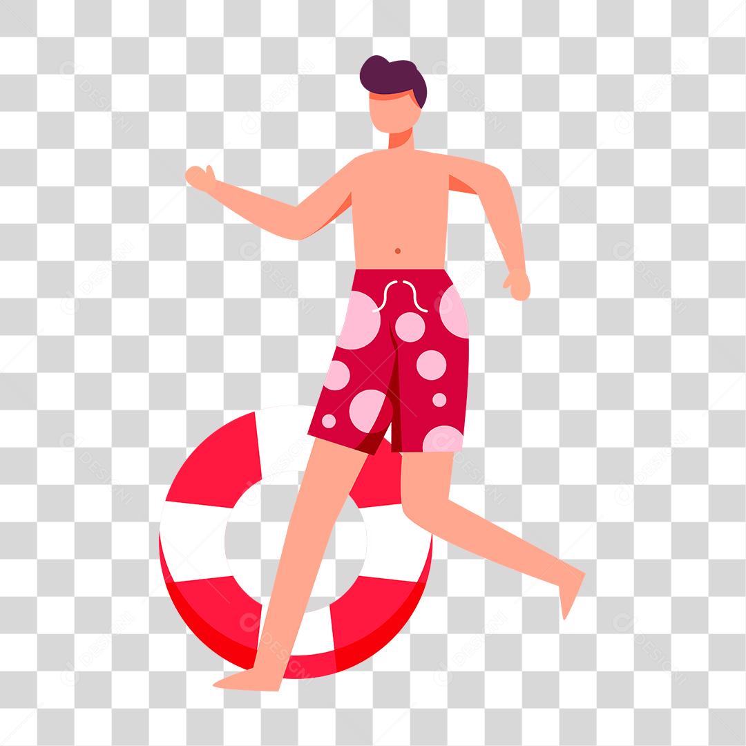 Desenho de pessoas vestidas com roupas de banho