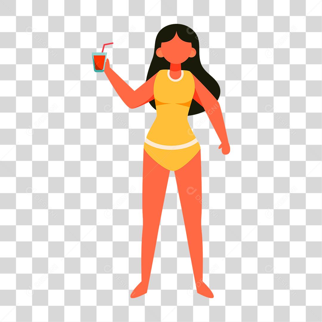 Desenho de pessoas vestidas com roupas de banho