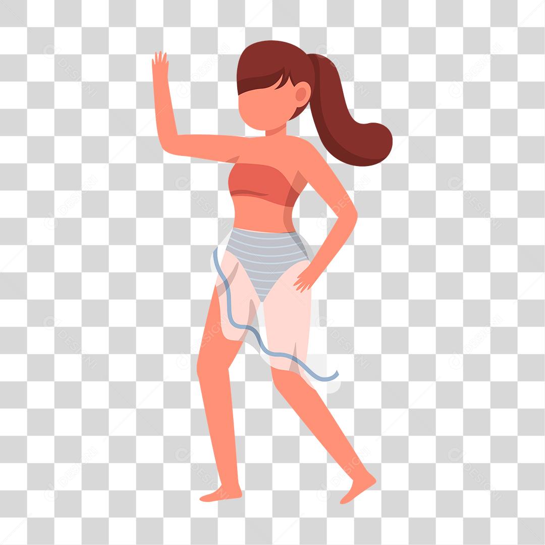 Desenho de pessoas vestidas com roupas de banho