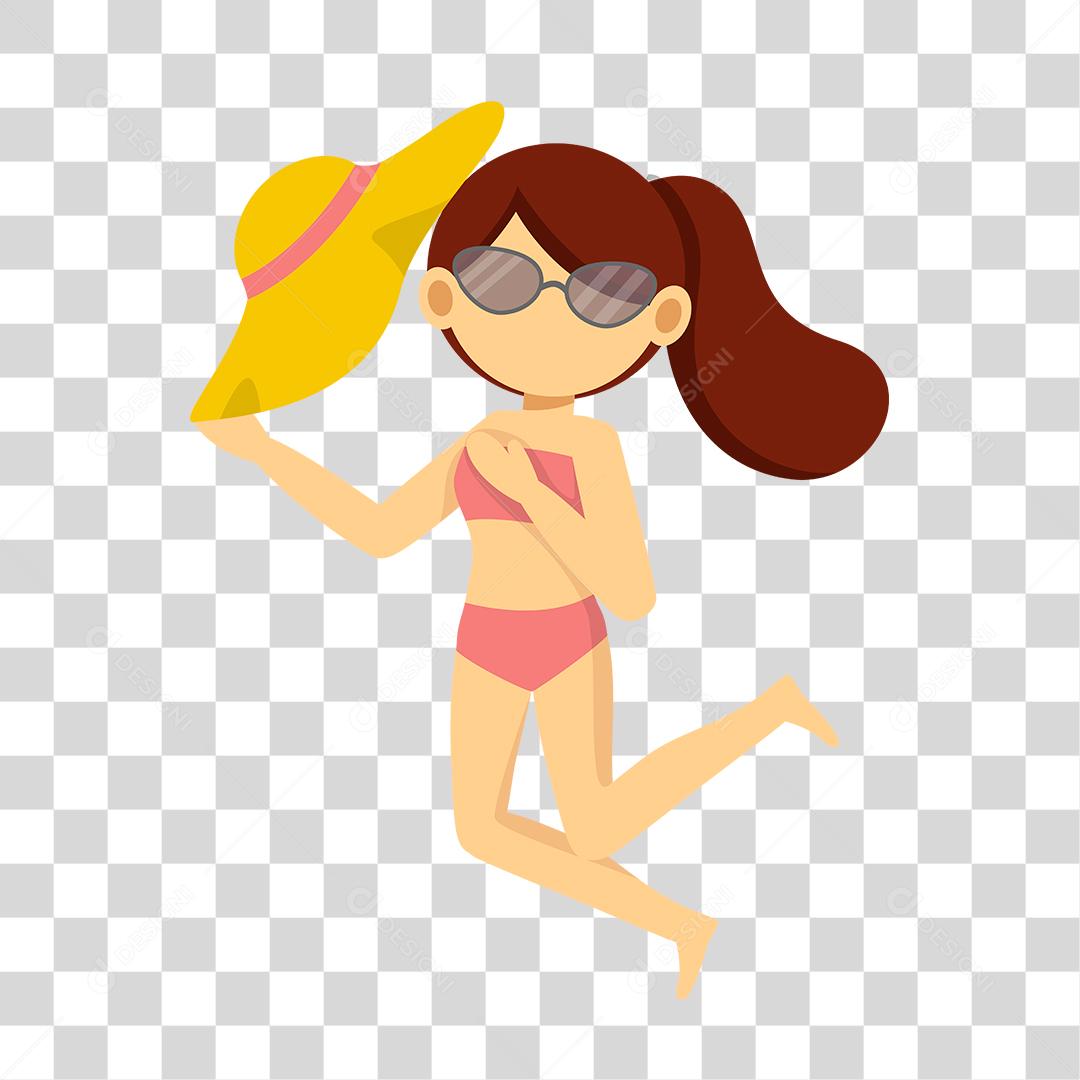 Desenho de pessoas vestidas com roupas de banho