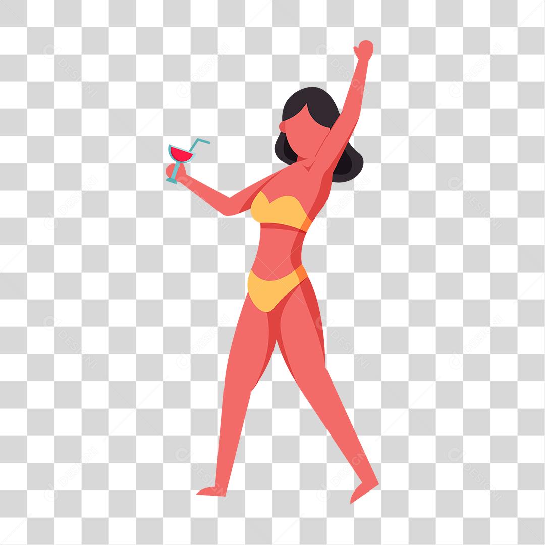 Desenho de pessoas vestidas com roupas de banho