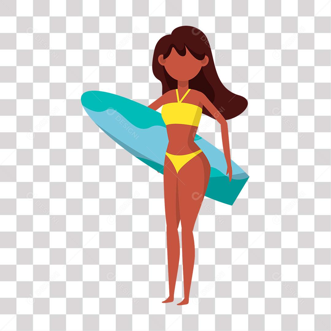 desenho de mulher morena com prancha