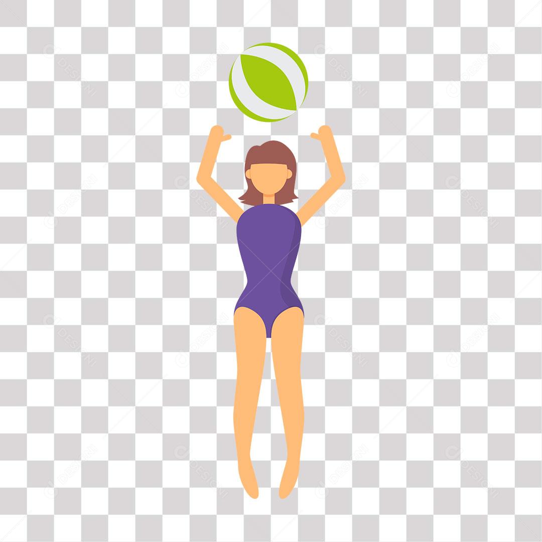 desenho de garota brincando com bola de praia