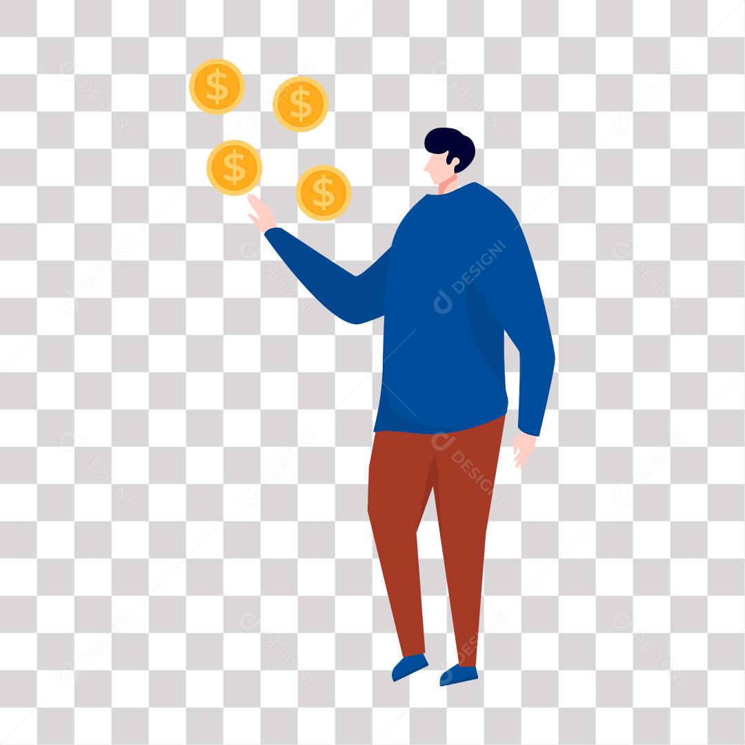 desenho de homem com moedas