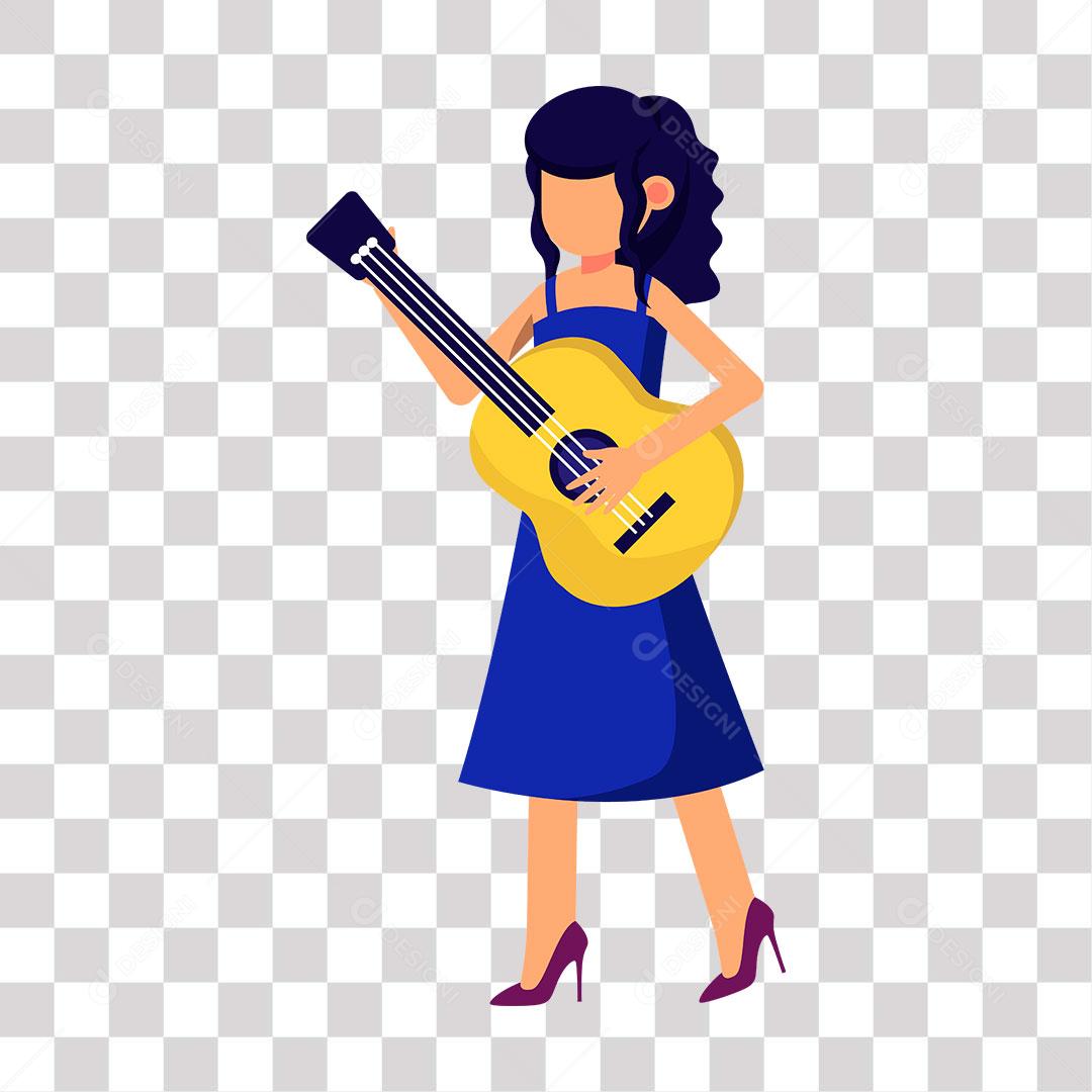 desenho de menina tocando violão