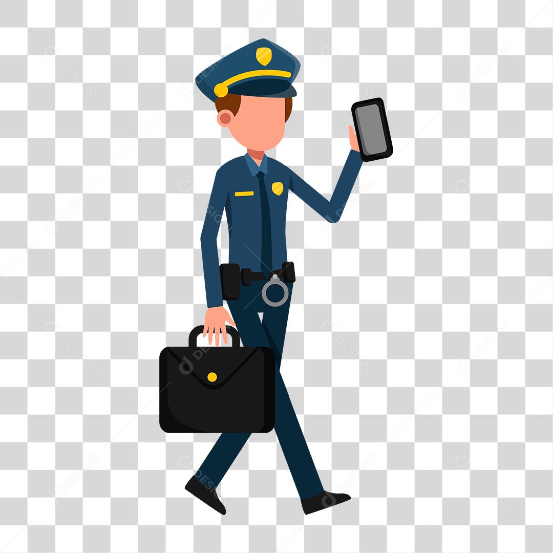 Desenho de policial concluindo seu trabalho