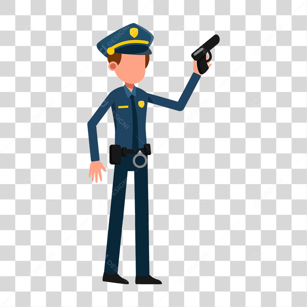 Desenho de policial concluindo seu trabalho
