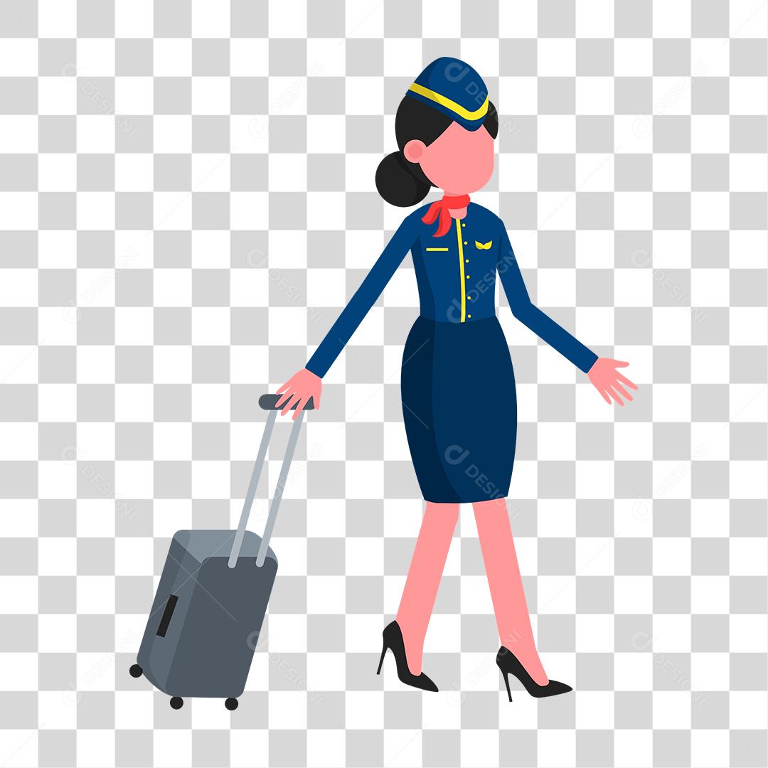 Desenho de mulher trabalhadora aeromoça