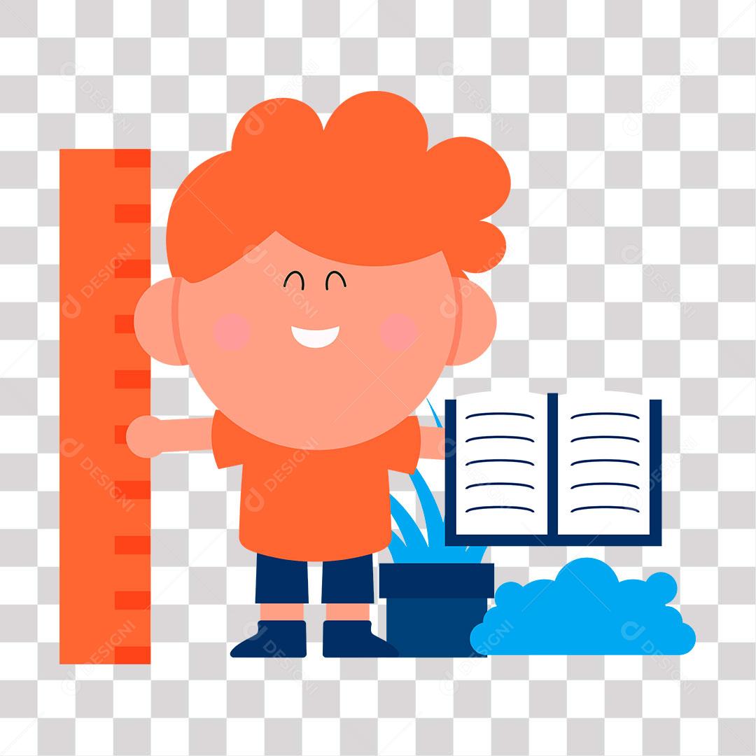 desenho de criança sorrindo com livro nas mãos