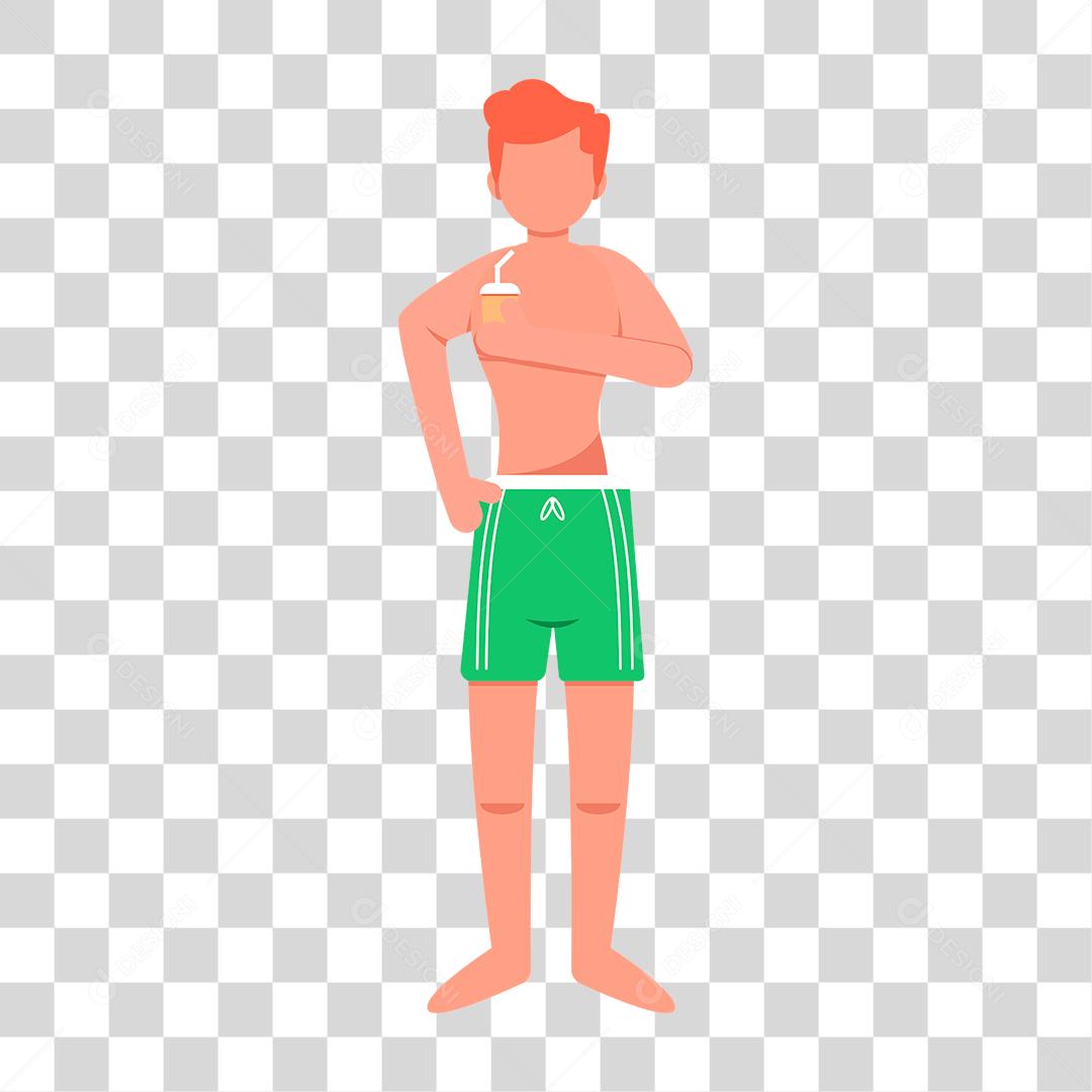 Desenho de homem aproveitando praia férias