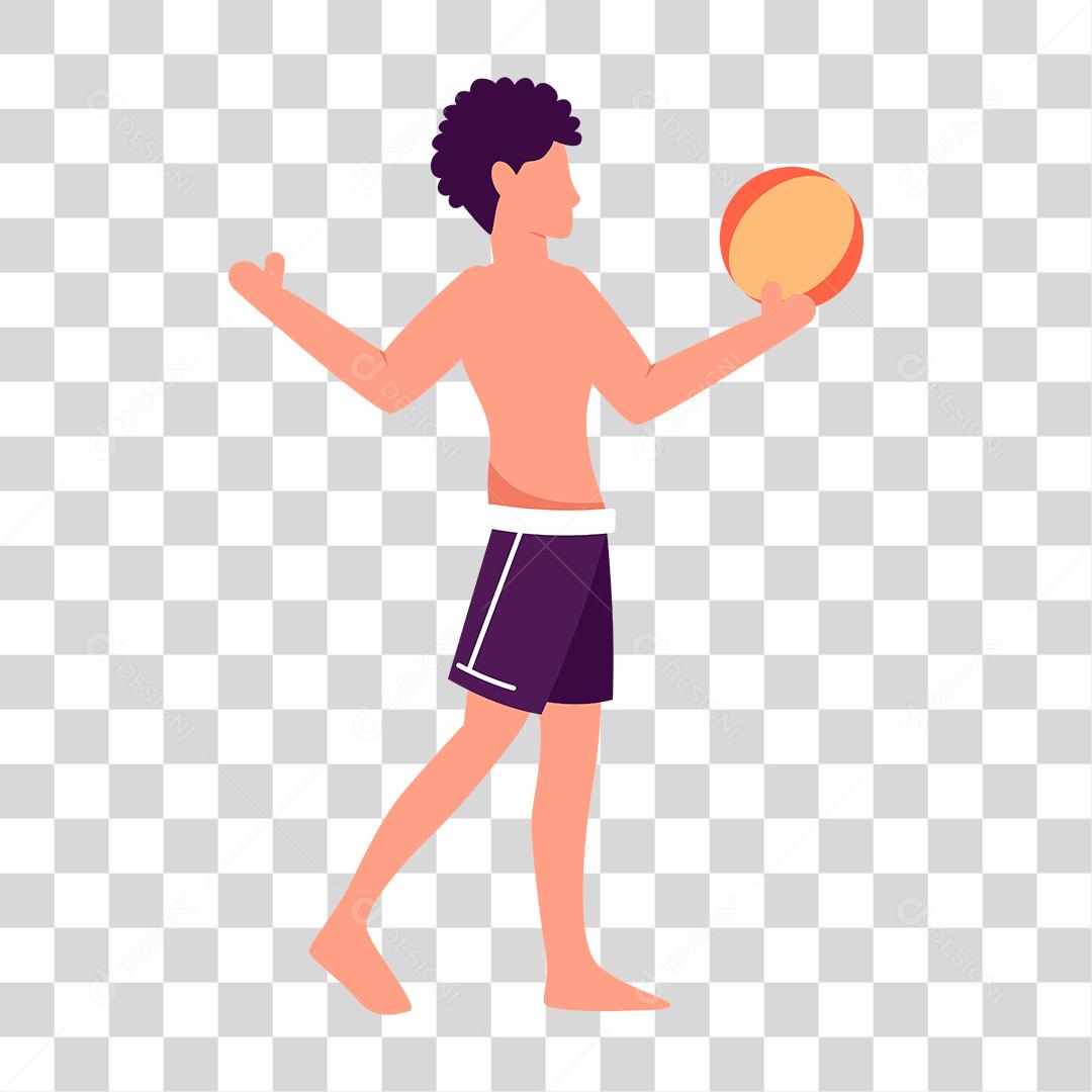 Desenho de homem aproveitando praia férias