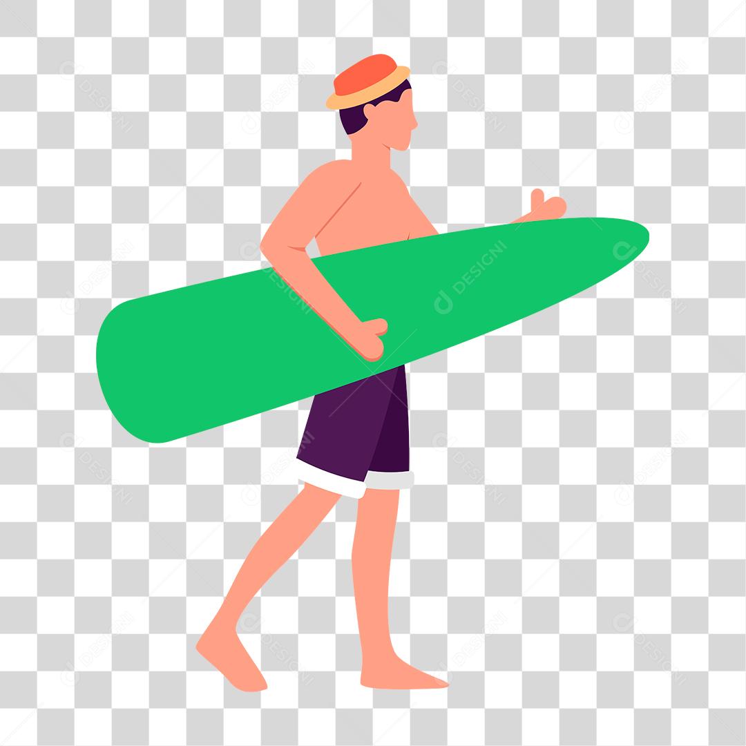 Desenho de homem aproveitando praia férias