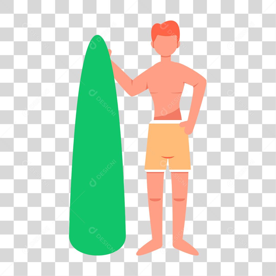 Desenho de homem aproveitando praia férias