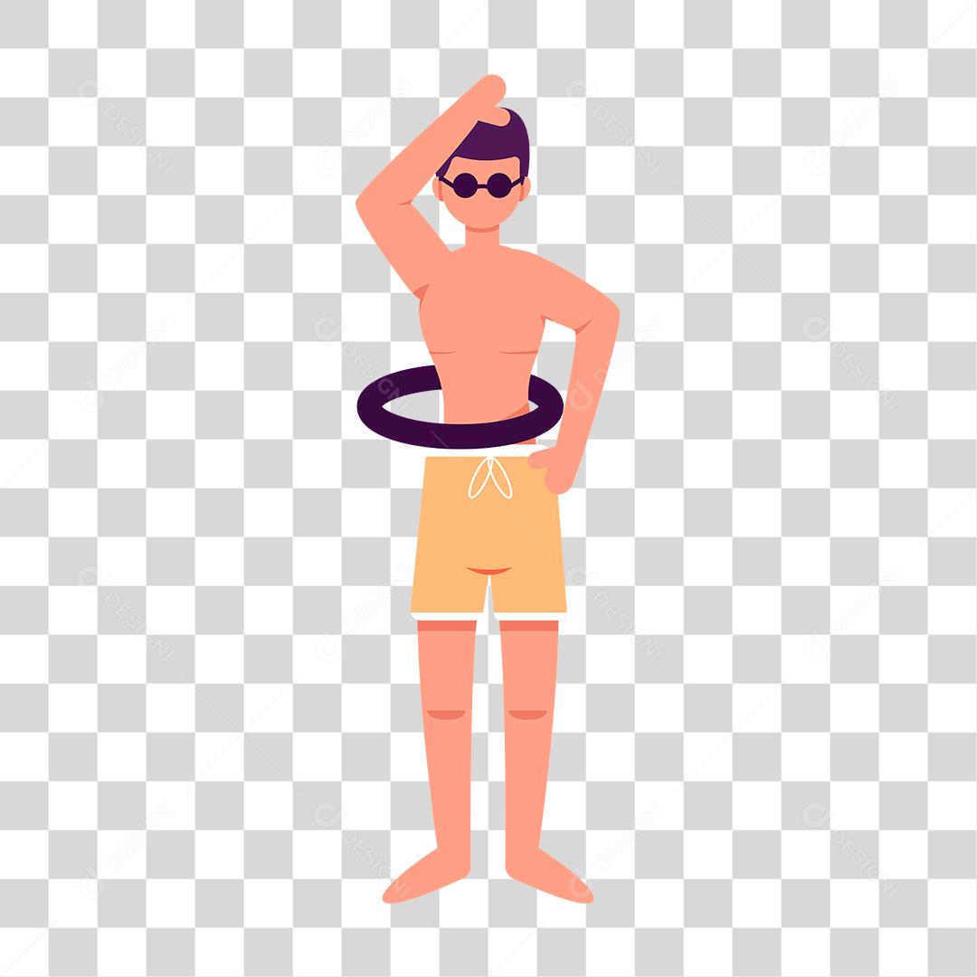 Desenho de homem aproveitando praia férias