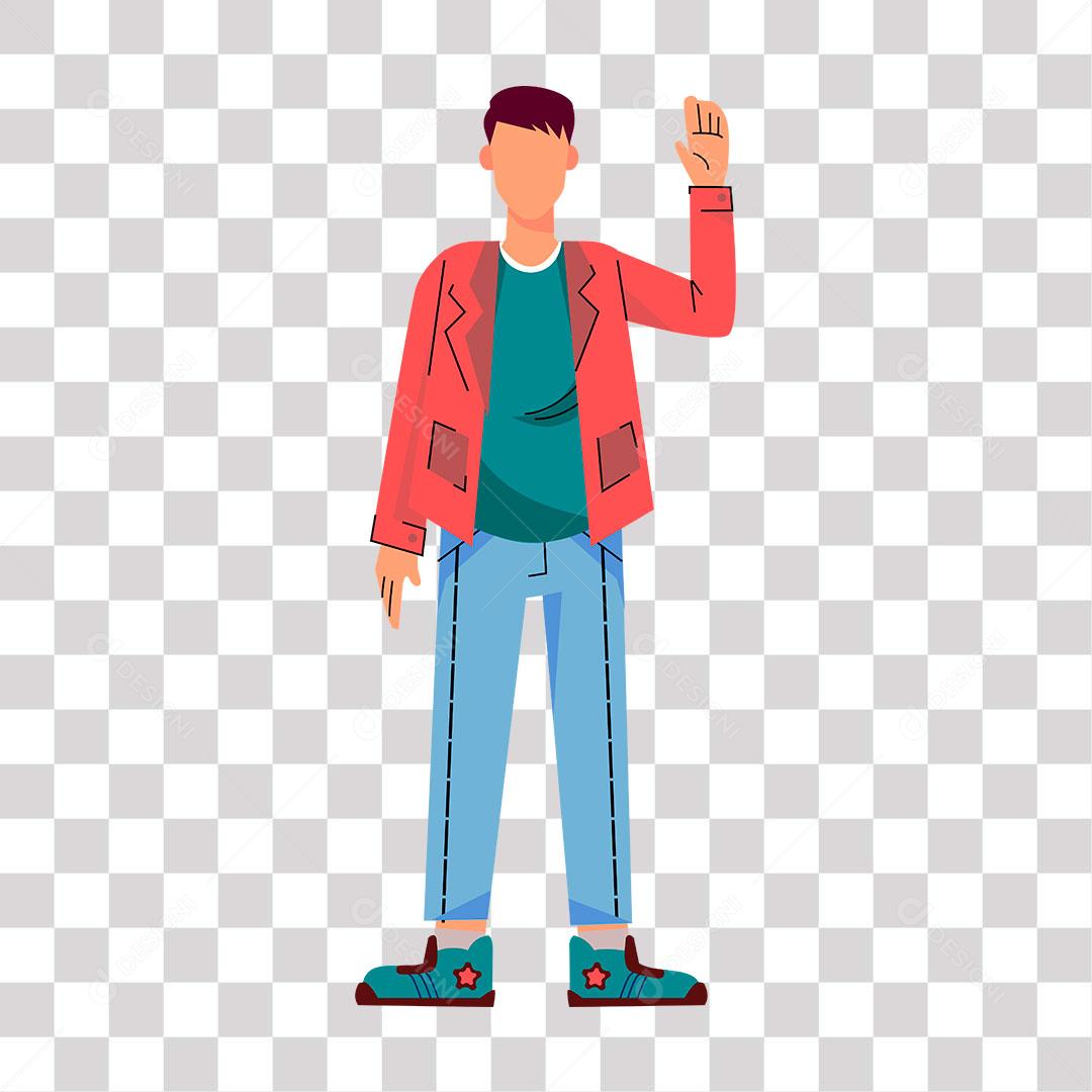 desenho de homem parado fazendo sinal com as mãos