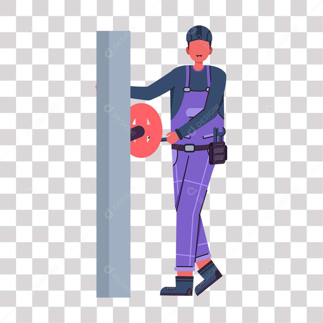 desenho de encanado trabalhando com ferramentas