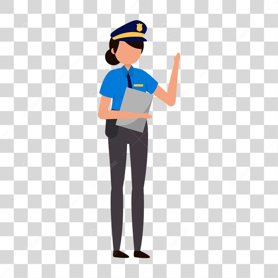 Desenho de mulher policial