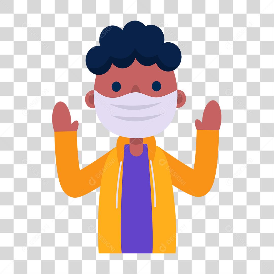 Desenho de homem usando mascara pandemia