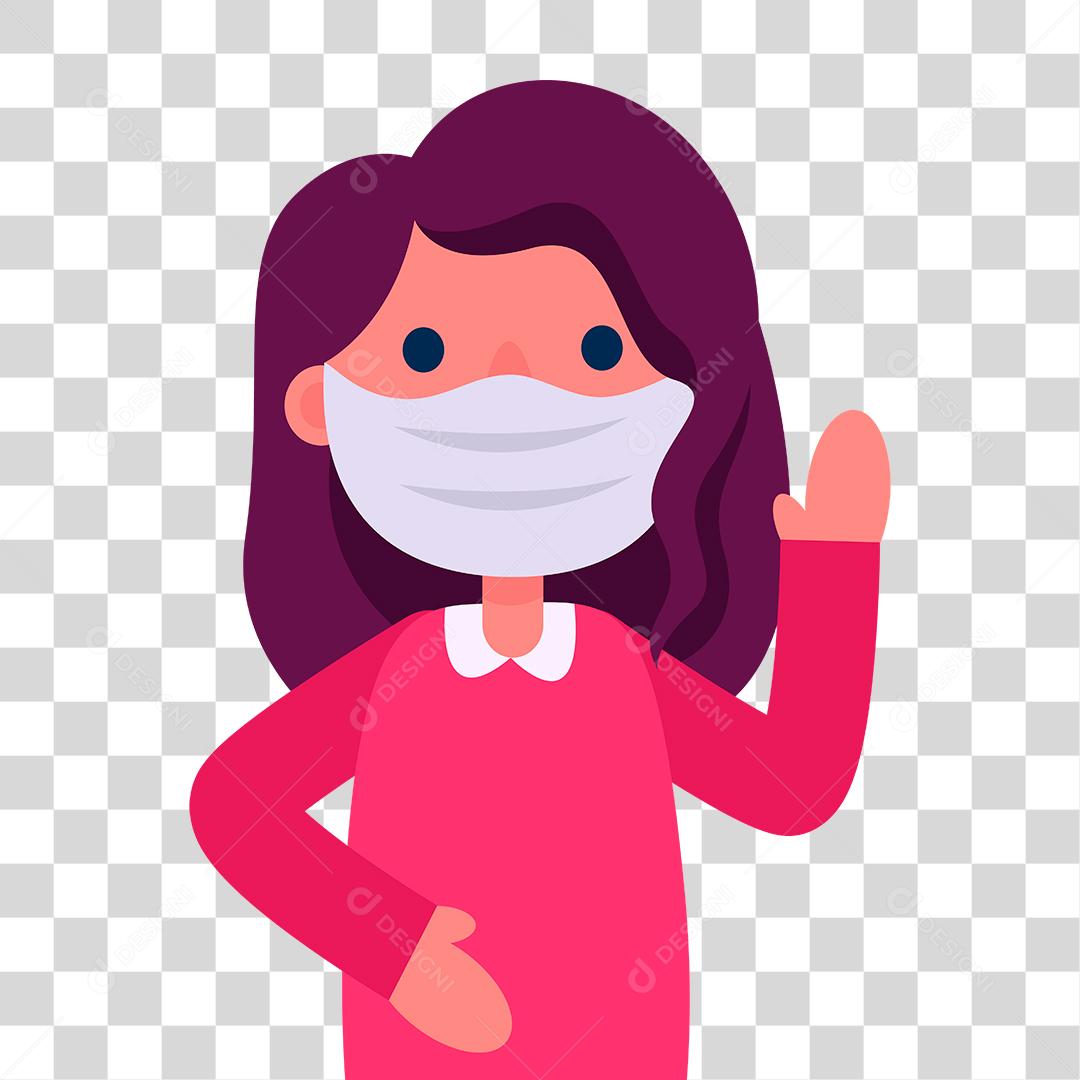 Desenho de mulher usando mascara pandemia