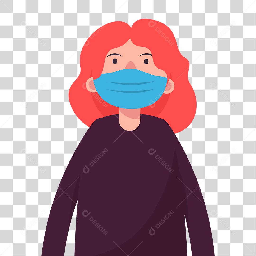 Desenho de mulher usando mascara pandemia