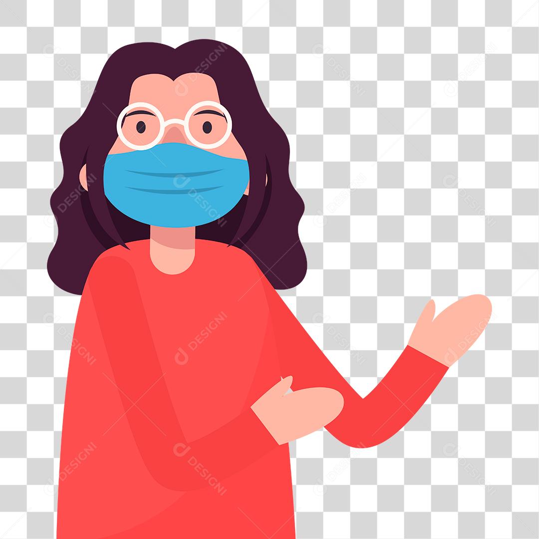 Desenho de mulher usando mascara pandemia