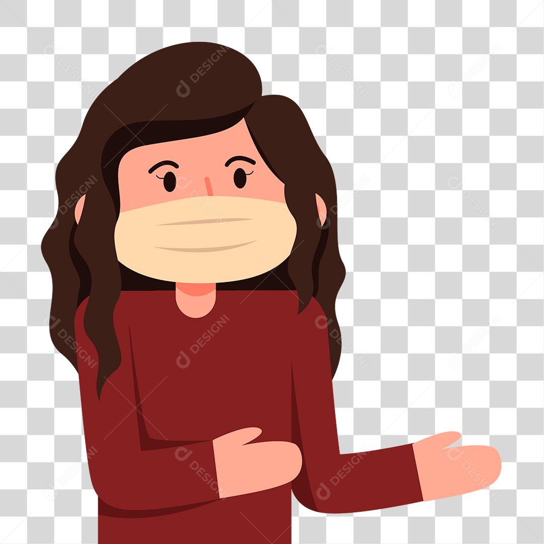 Desenho de mulher usando mascara pandemia