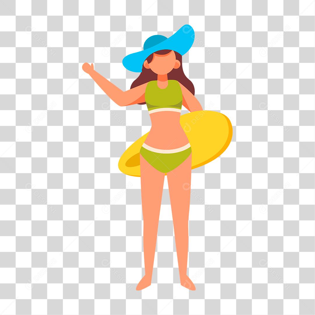 Desenho de mulher praia biquini