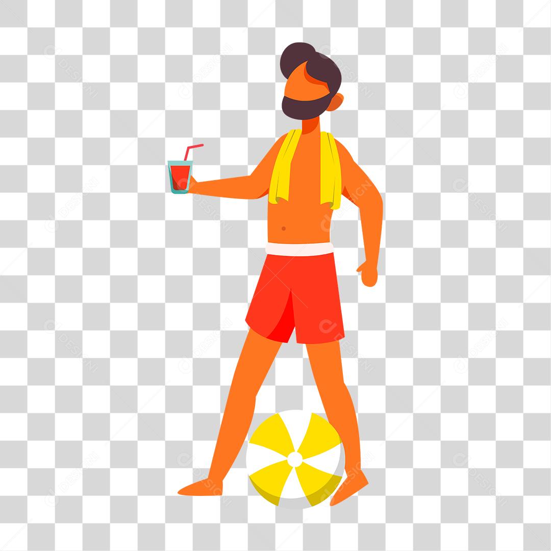 Desenho de homem curtindo verão praia