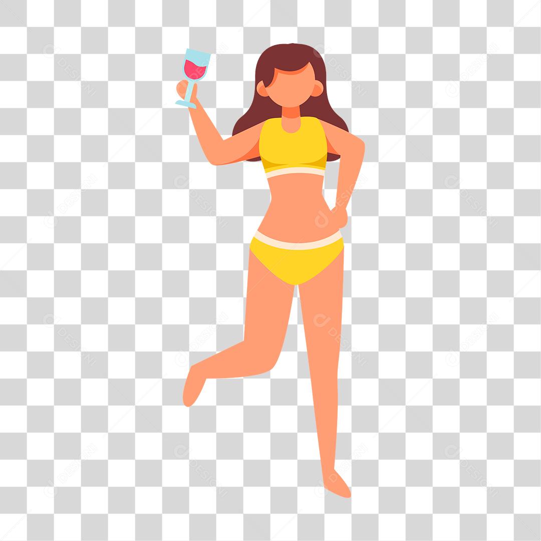 Desenho de mulher curtindo verão praia