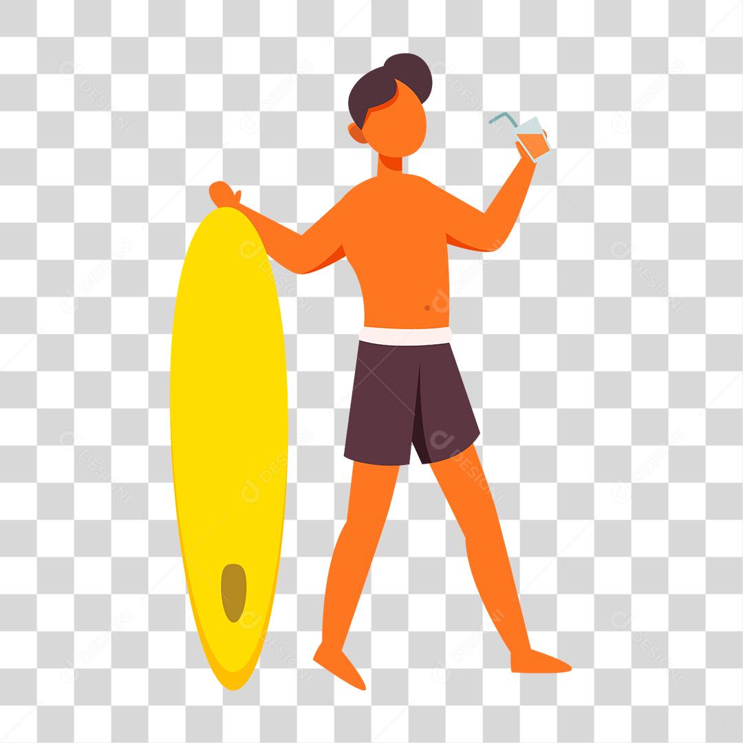 Desenho de homem curtindo verão praia