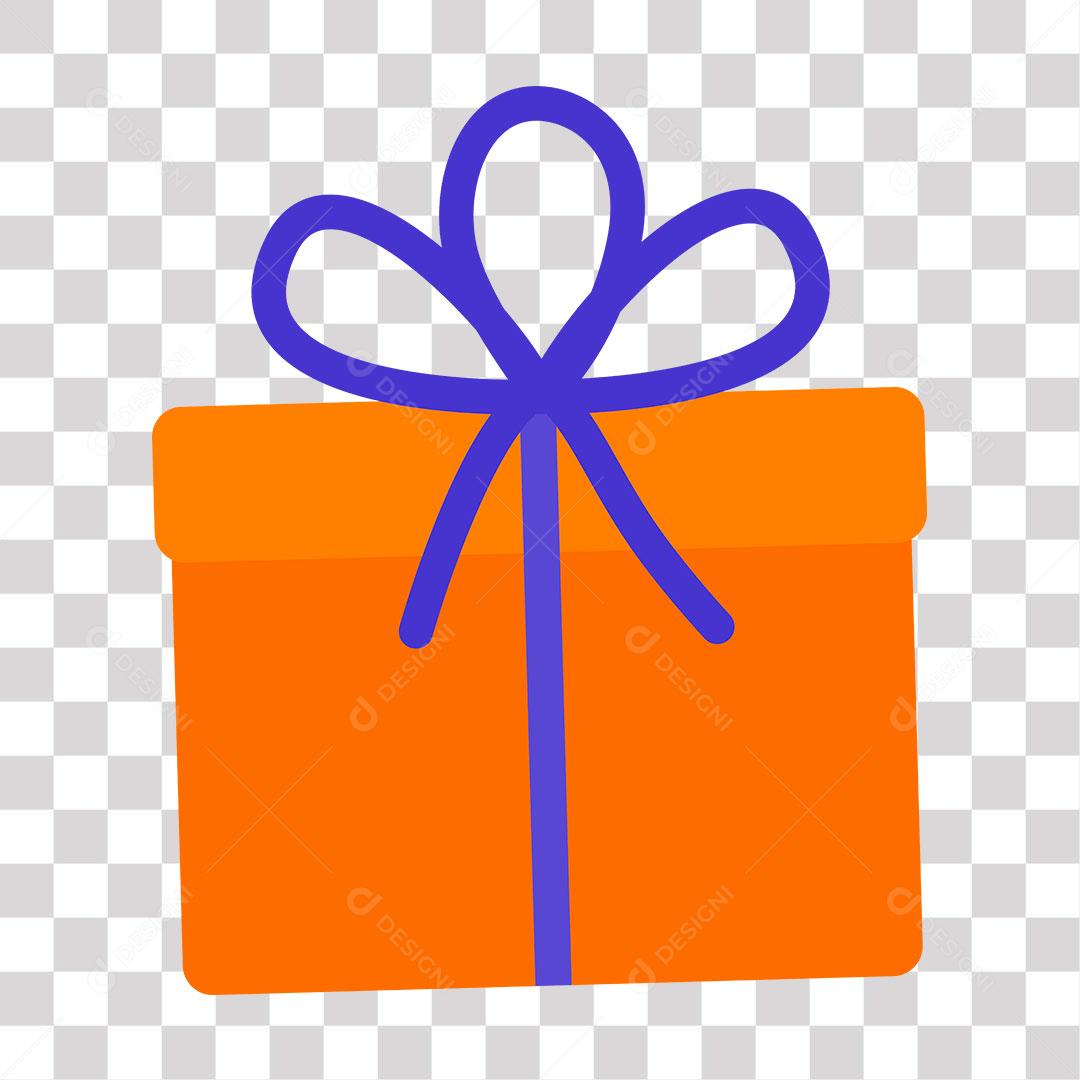 desenho de caixa de presente de aniversario laranjada com laço