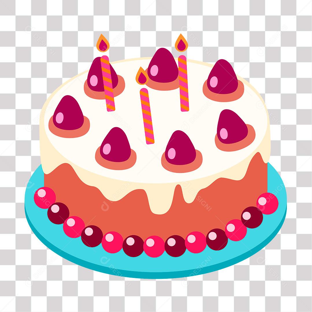 desenho de bolo de aniversario confeitado com velas