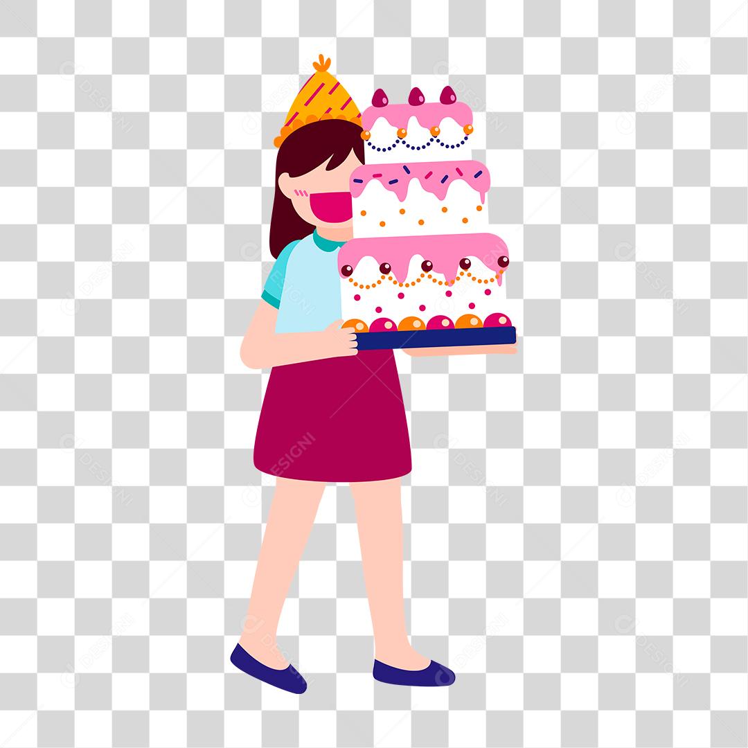 Desenho de pessoa recebendo presentes aniversario festa