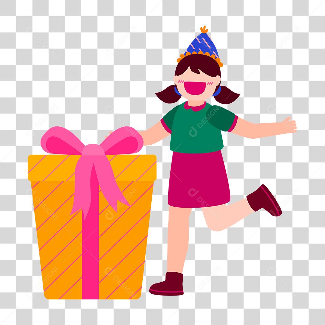Desenho de pessoa recebendo presentes aniversario festa